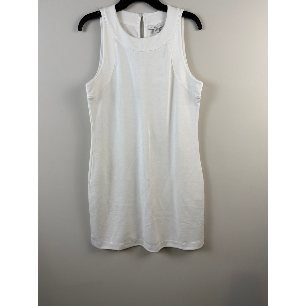 NWTs Free Assembly White Wide Strap Mini Dress Sleeveless Shift Size Medium